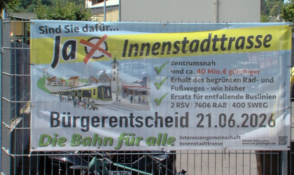 Banner f&uuml;r die Innenstadttrasse | Bildquelle: RTF.1