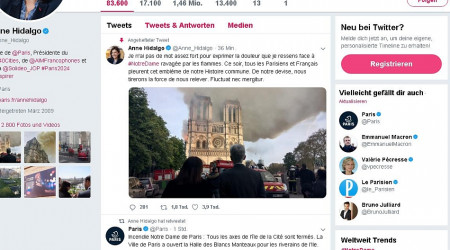 Twitter-Seite der Pariser Bürgermeisterin Anne Hidalgo | Bildquelle: Screenshot von Twitter