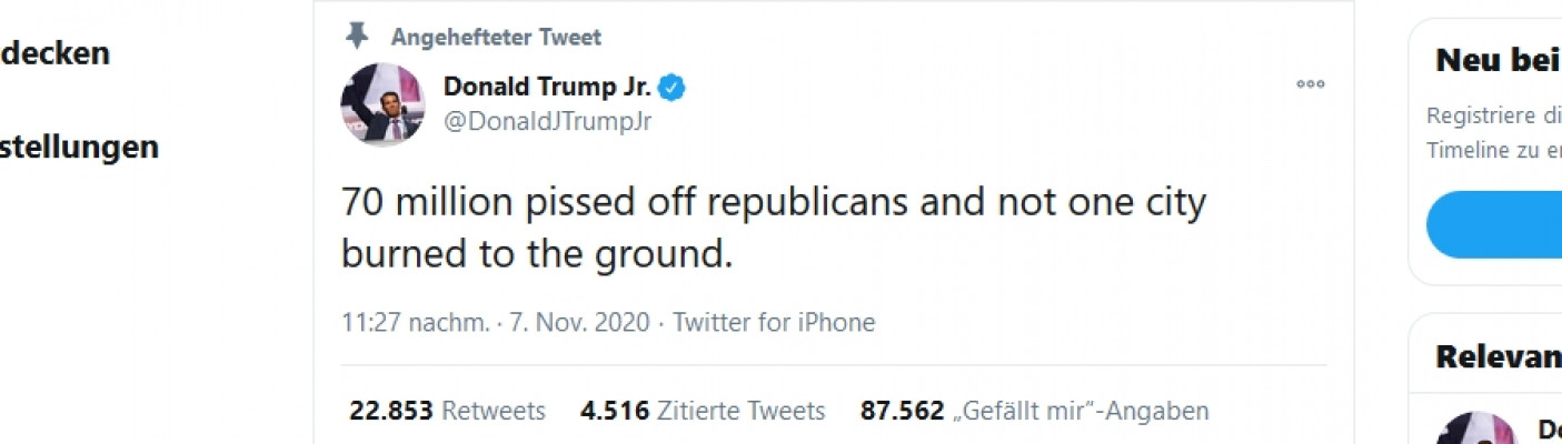 Tweet von Donald Trump Jr | Bildquelle: Screenshot