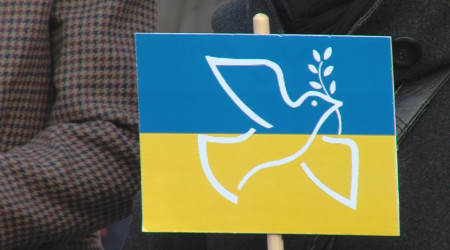 Ukrainefahne mit Friedenstaube | Bildquelle: RTF.1